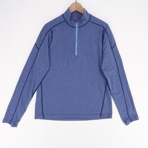 Stio Basis Pullover Mens M Blue Heather Quarter Zip Base Layer PeakWool